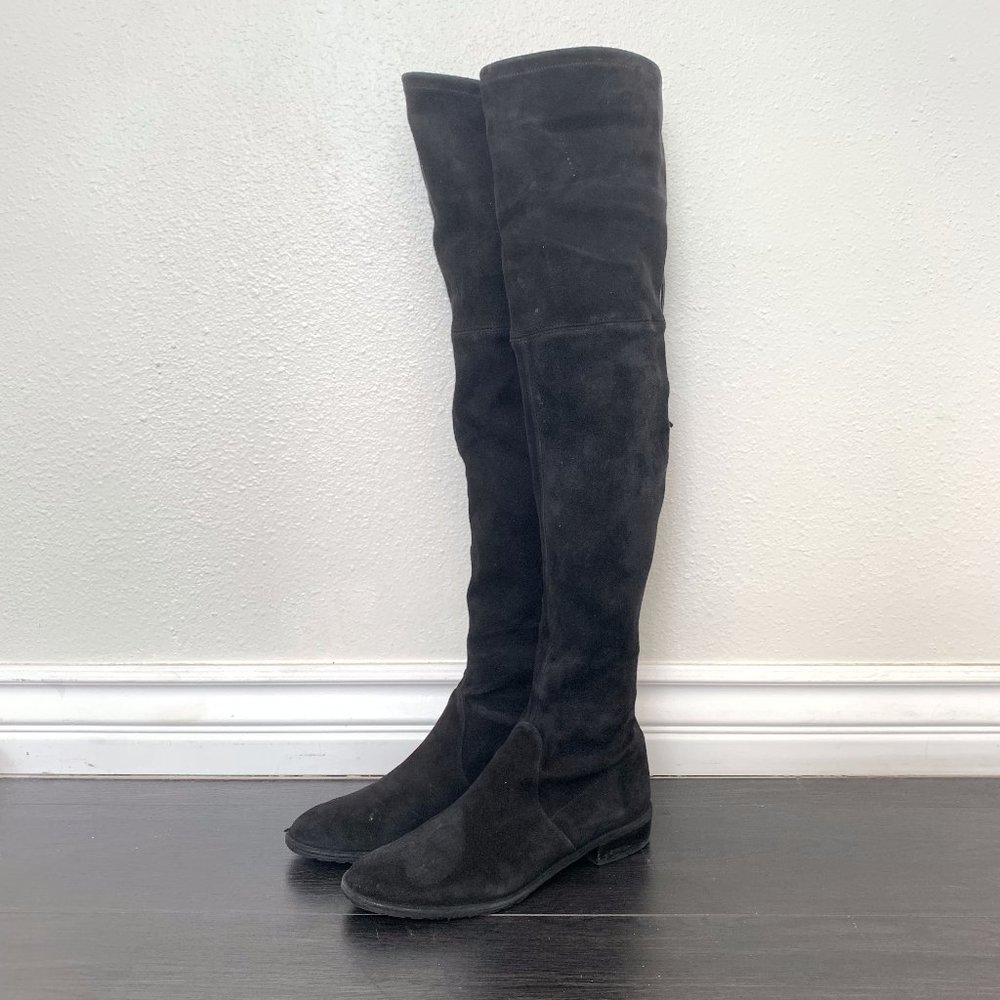 Stuart Weitzman Black Suede Lowland Over-The-Knee Boots
